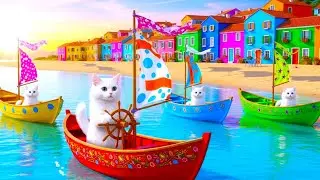 Кошка-мама подстригает шерсть на ферме и вяжет шапочку тигра для котят дома 🐾🎩🐯