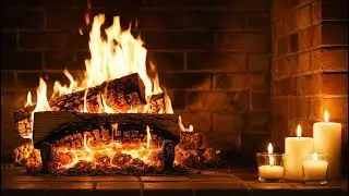 Romantic Fireplace Ambience 4K (1 Hour) | Crackling Fire + Candlelight | No Music