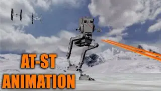 AT-ST Walking and Firing Animation with Sound