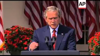 President George W. Bush makes a statement on fifth anniverisary of the September 11 attacks