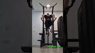Weighted dips. Chest focus, lean forward. Triceps focus,  trunk upright. 💯