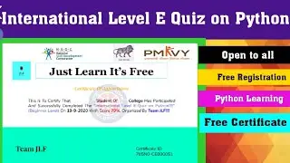 International Level Certificate Quiz l Python learning Quiz l Online Certificate l Free Python Quiz