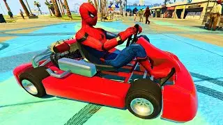 SUPERHERO SPIDERMAN # EXTREME KART DRIVING !- GTA 5 Mods