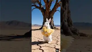 Rabbit saves the chick in desert 🐥 #rabbit #egg #chicks #desert
