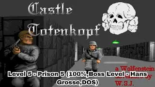 Wolfenstein 3D - Castle Totenkopf (DOS) Level 5 (100%,Boss Level)