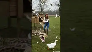 Shocking Snake Attack in Farm! 😱 Giant Python Vs Brave Girl🔥 चिकन बचाओ  #shorts #chicken #animals