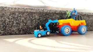 😍🚜 JCB Bulldozer vs Open hooded Jeep Thar💥 Tractor | Hulk Captain America Thanos #toys #tractor #jcb