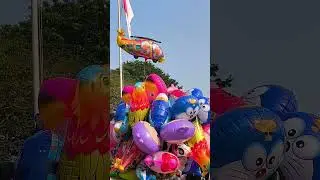 Balon pesawat warna warni dan balon karakter  lucu lucu