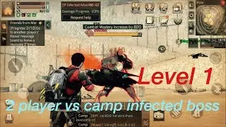 lifeafter: 2 player vs camp infected boss level 1 using akm and combat drone