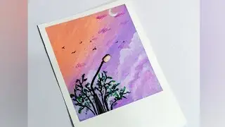 Street light | Sky Painting | Easy Watercolor Painting For Beginners