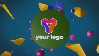 Exploding shapes revealing your logo with lots of animated particles upload your own logo in plac...