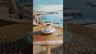 Presentazione Quadro O Mar 'o Sole e 'o Caf&eacute; Dipinto a Mano Olio su Tela | Capri Canvas