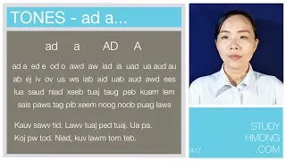 Study the Hmong Alphabet - Practice Reading Hmong - Video #17 - ad, a