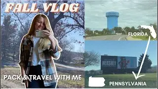 FALL VLOG- pack and travel with me for Thanksgiving, heading home to Pennsylvania & Christmas lights