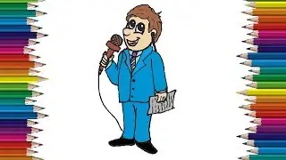 How to draw a reporter cute and easy | Cartoon reporter drawing step by step
