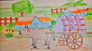 How to draw a bailgadi,easy drawing video 