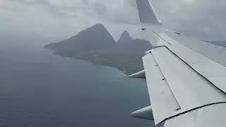 View of the Pitons flying into Vieux Fort Saint Lucia (20170605)