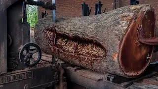 Super strong worker power and tough machine splitting large logs