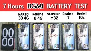 Narzo 30 4G vs Realme 8 vs Samsung M32 vs Realme 7 vs Redmi Note 10s BGMI Battery Test | PUBG Test.