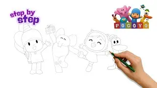 Menggambar & Mewarnai Pocoyo, Elly, Pato, Nina