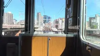 Beautiful scenery from train crossing Yodo river in Osaka.