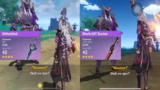 F2P Arataki Itto Weapon Comparison (Whiteblind vs Blackcliff Slashser) Side by Side | Genshin Impact