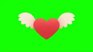 Love heart in green screen, chroma key