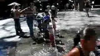 Ian gets wet at Universal City Walk