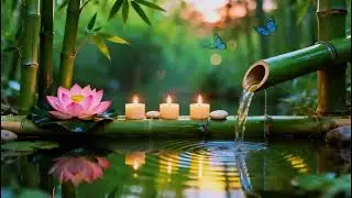 Relaxing Sleep Music 🌿Bamboo Water Fountain & Nature Sounds, Soothing Spa Piano Music, Stress Relief