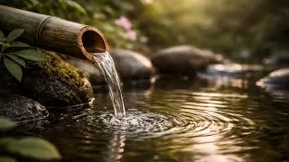 Relaxing Piano Music + Bamboo Water Fountain Sounds | Deep Sleep, Stress Relief