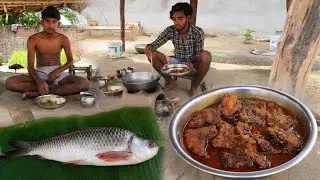 देहाती स्टाइल रोहू मछली बनाने का सही तरीका / rohu fish curry recipe village style cooking for eating