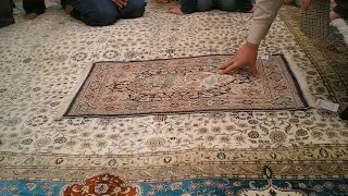 Kashmiri silk carpet. Nicely explained