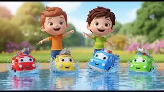 Four Little Toy Fire Engines Splash Splash Splash | Fire Truck & Water Song