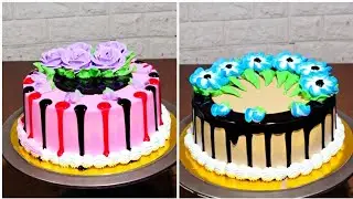Strawberry flavour beautiful cake decoration | chocolate birthday cake design | satisfying cake 