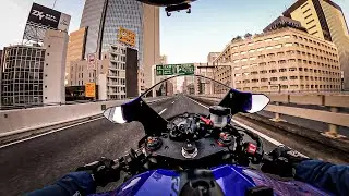 Riding in an empty Tokyo morning | YAMAHA R6 |【AKRAPOVIC】
