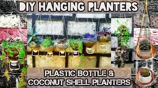 DIY Hanging Planters Made of Recycled Materials | Plastic Bottles and Coconut Shell Planters