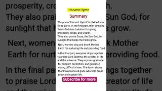 Harvest Hymn, Summary, Class 8, English, New NCERT, CBSE