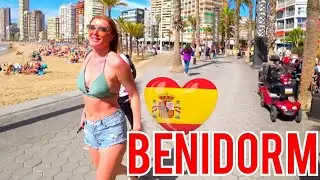 BENIDORM 🇪🇸  LEVANTE BEACH 12 MARCH 2022 Costa Blanca SPAIN Walking Tour 4K