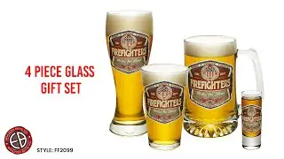 Denim Fade Beer Label Firefighter 4 Piece Glass Gift Set by ShopErazorBits