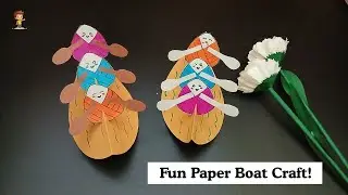 Easy Paper Boat Craft with Cute Rowing People | Fun Kids Craft Idea | Craftoon hub
