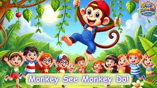 Monkey See, Monkey Do 🐵 | Fun Action Song for Kids | JonTV Nursery Rhymes & Kids Songs