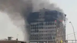 Plasco building on fire then collapsed in Tehran.IRAN. لحظه فروریختن ساختمان پلاسکو در تهران. ایران