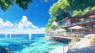 🏖️ Azure Coast Relaxation: Beautiful Anime Live Wallpaper | Summer Cafe & Clear Ocean 4K 🍹