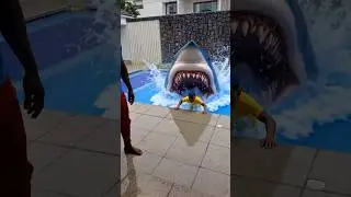Shark in the pool🦈😱 #shorts