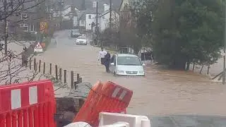Storm Ciara Flooding in Llangynog North Wales
