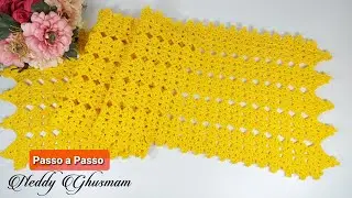 Caminho de Mesa  De Crochê Fácil .Crochê  Passo a Passo Prof.Neddy Ghusmam