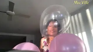 Pink and Transparent Balloons 🎈 Blowing and Playing with Four Balloons ft.  Accidental Pop!!