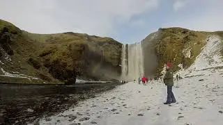 HD Sk&oacute;gafoss waterfall, Iceland - from perspective 720p 60fps