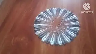नवरात्री लक्ष्मी पाउल रांगोळी / Navratri day6 Grey color Rangoli / Diwali Dassehra Rangoli 
