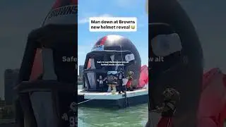 Browns fan falls in water at new helmet reveal